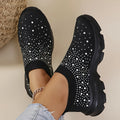 [Stretch Socks Sneakers] Women's Stretch Socks Shoes with Rhinestone Embellishments, Low-Top Knit Sneakers, Breathable Walking Sneakers with EVA Soft Soles, Women Shoes Elegant Women Shoes Classy Lady Shoes