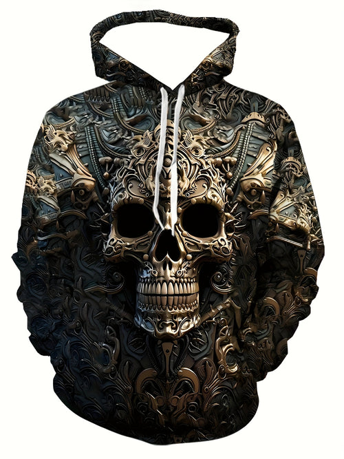 3D Hoodie, Men'S Casual Pullover with a Bold Skull Design, Perfect for Winter And Autumn Streetwear.