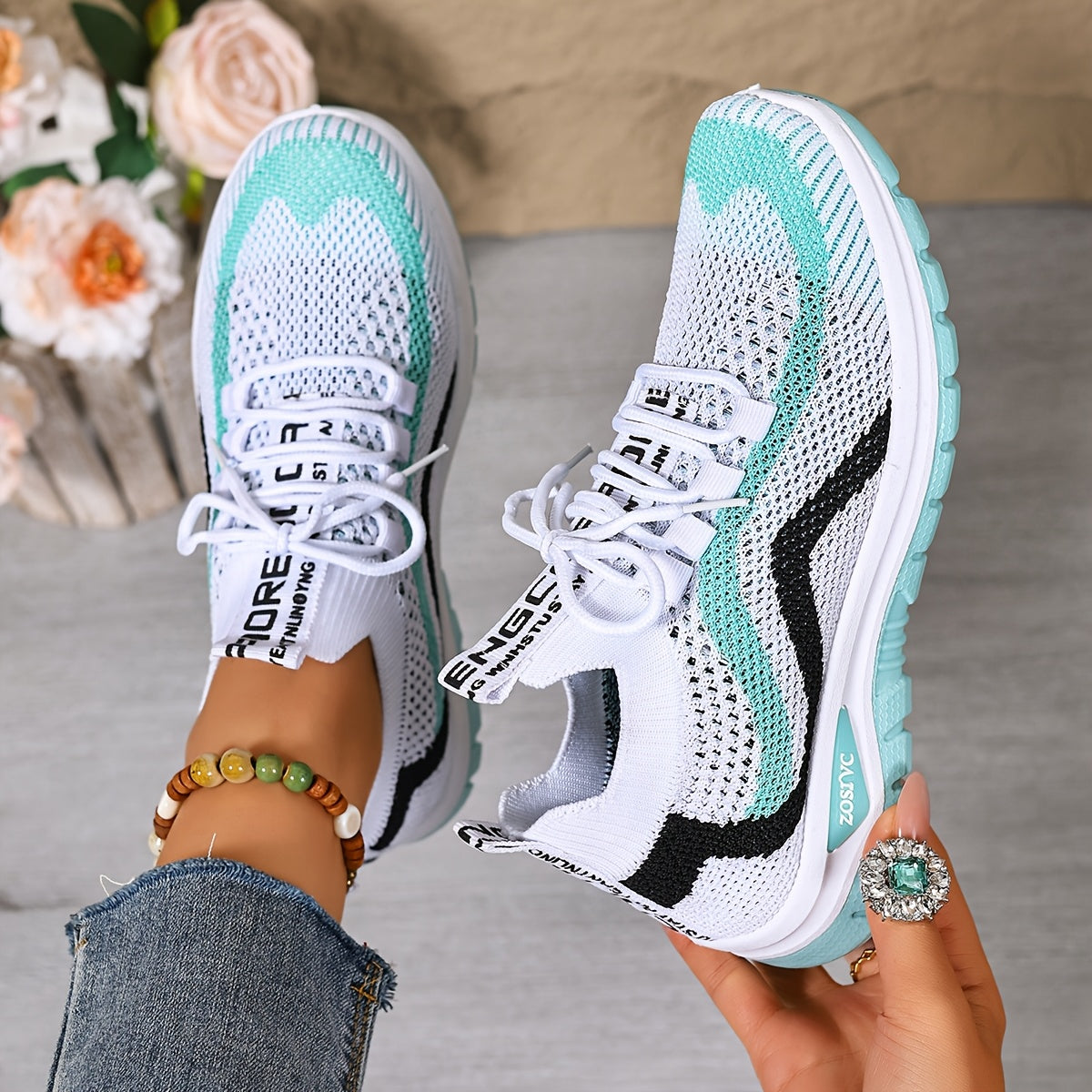 Plus-Size Women'S Color-Blocked Comfortable Casual Sneakers, Breathable Mesh Outdoor Shoes for Summer, Perfect for Travel, Vacations, And Camping., Women Shoes