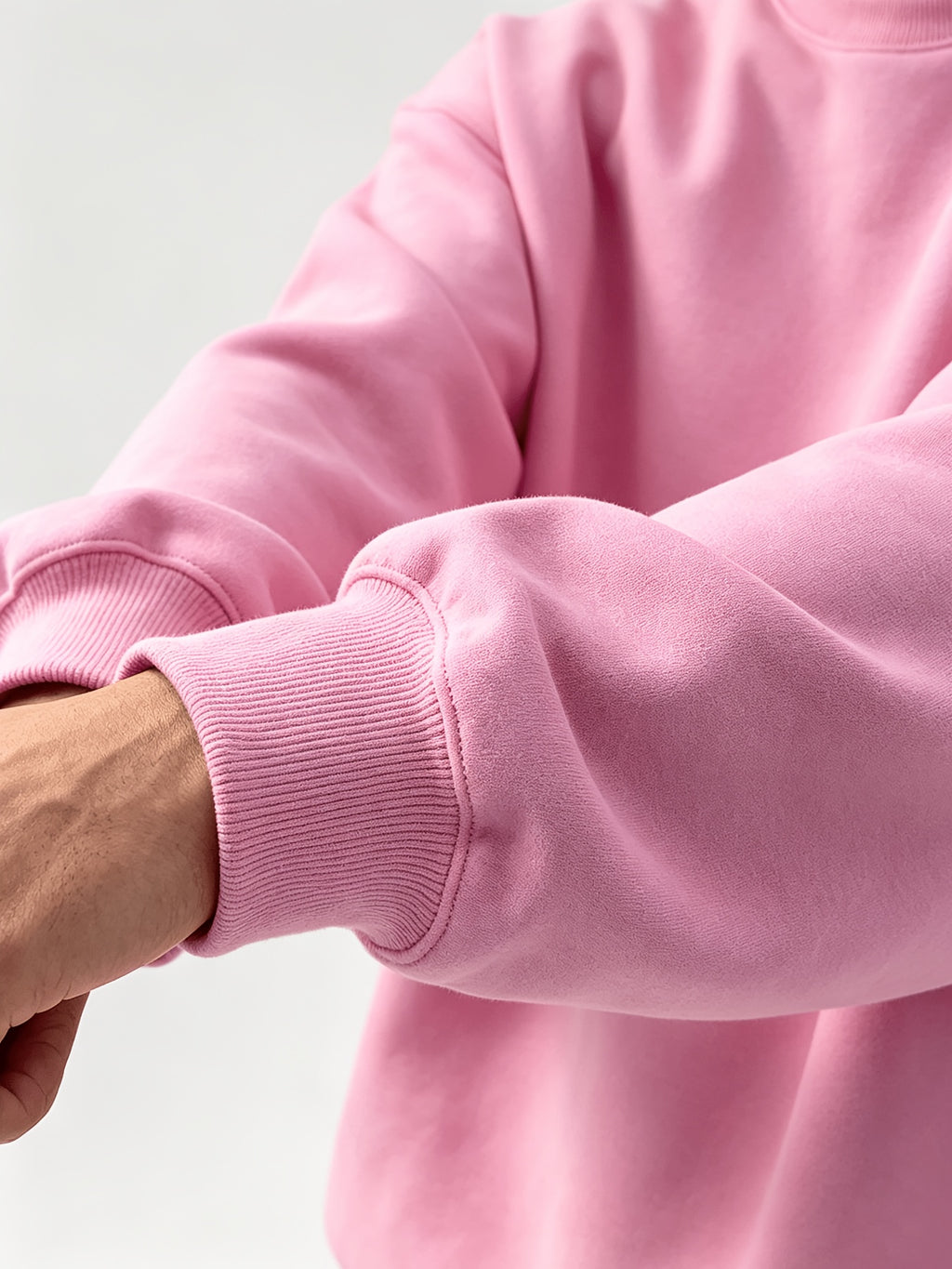 Unisex Pink Blank Crew Neck Sweatshirt Solid Color No Graphic Oversized Pullover DIY Heat Transfer Plain Sweat Top