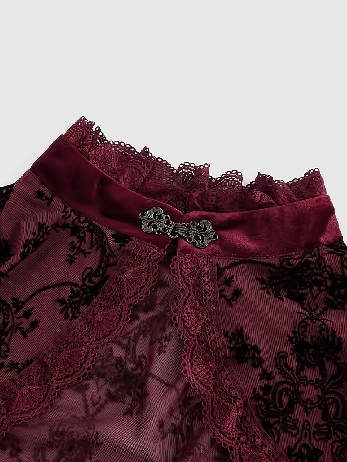 [Black Velvet Shirt] Women's Black Velvet High-Neck Bell Sleeve Short Outer Decorative Shirt
