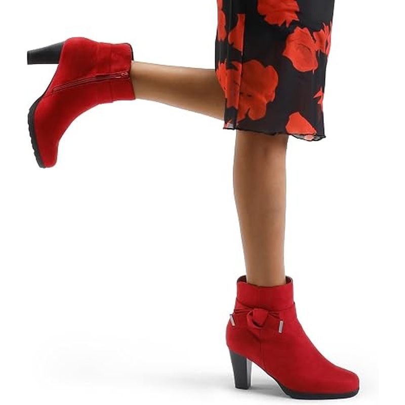 Women's Round Toe Ankle Booties, Bow Decor Chunky Heel Boots, Side Zip, Soft Comfortable, Fashion Shoes for Autumn Winter Daily Wear, Women Shoes