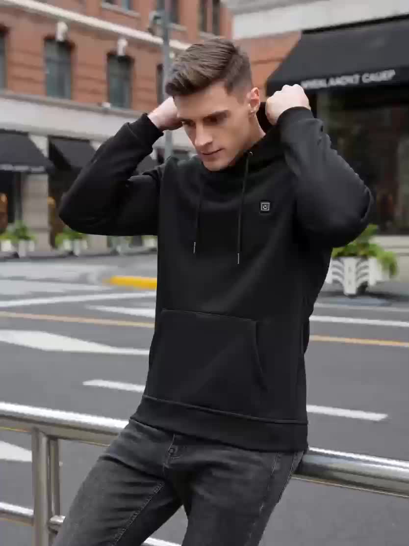 Men's Heating Hoodie with 9 Heating Zones, Electric Heating Sweatshirt, Winter Thermal Pullover Sweater Fall/Winter Essential Hoodie (Battery Not Inculded)