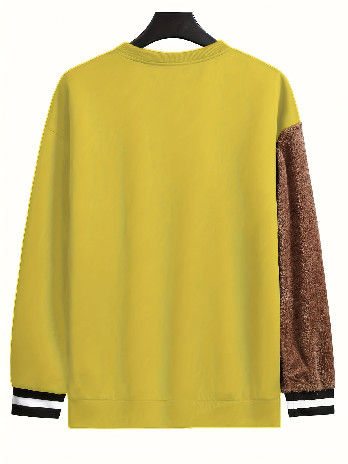 Men'S Fashion Cartoon Bear Long Sleeve Pullover Creative Plush Spliced Casual Sweatshirt